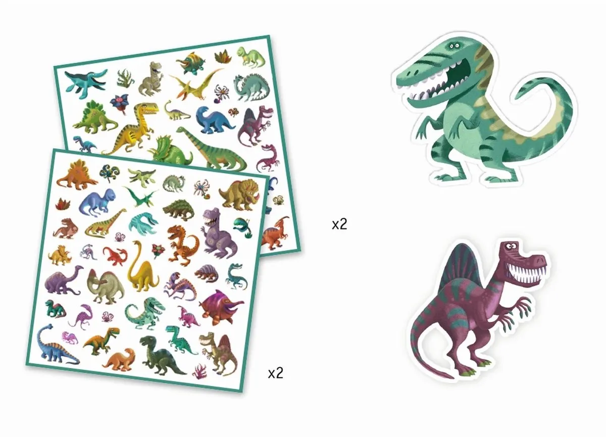 Djeco Stickerbladen Dinosaurussen - 160 Stuks Multicolor