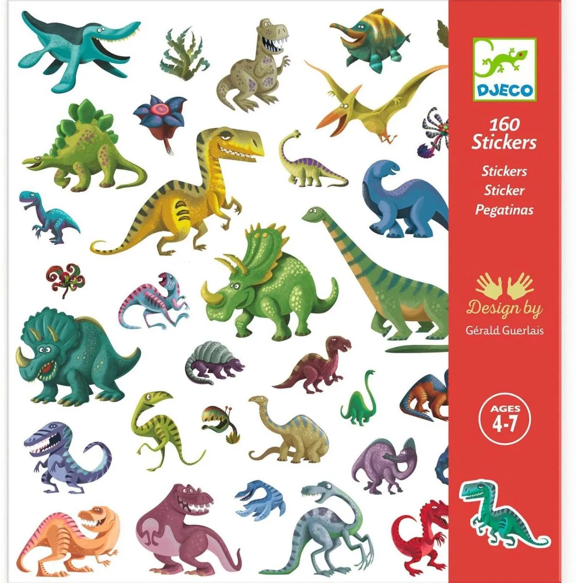 Djeco Stickerbladen Dinosaurussen - 160 Stuks Multicolor