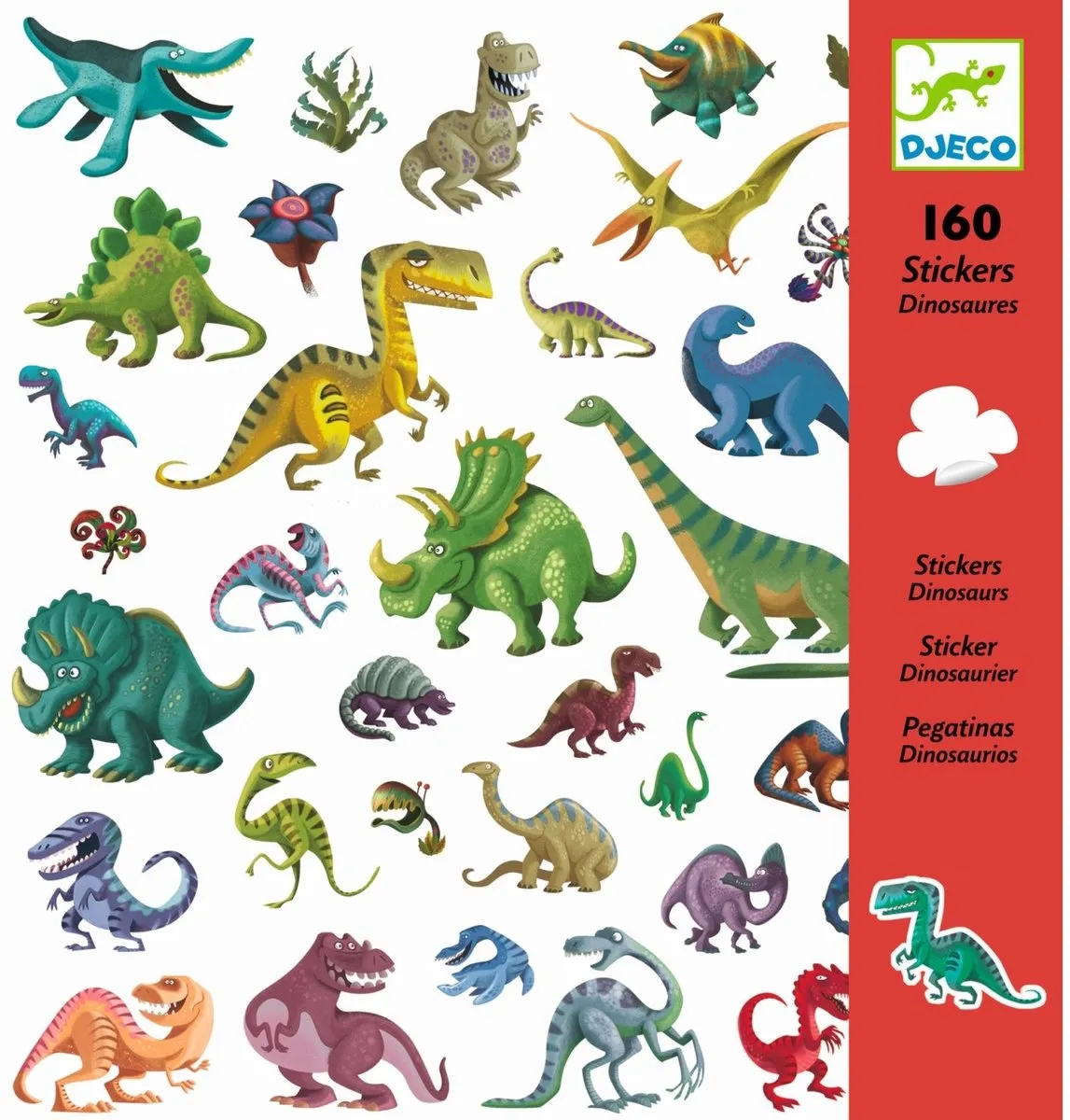 Djeco Stickerbladen Dinosaurussen - 160 Stuks Multicolor