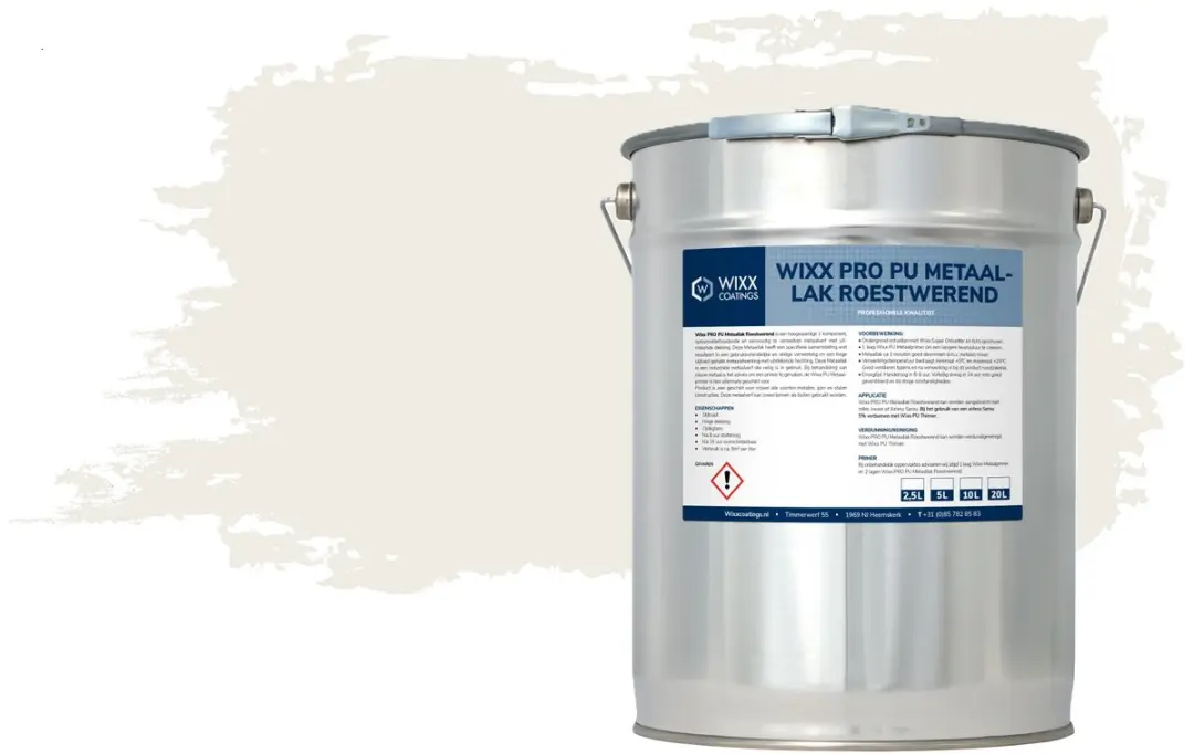 Wixx PRO PU Metaallak Roestwerend 10L - RAL 9010 Zuiver Wit