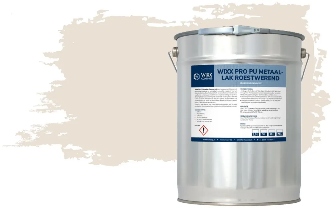 Wixx PRO PU Metaallak Roestwerend 10L - RAL 9001 Crèmewit