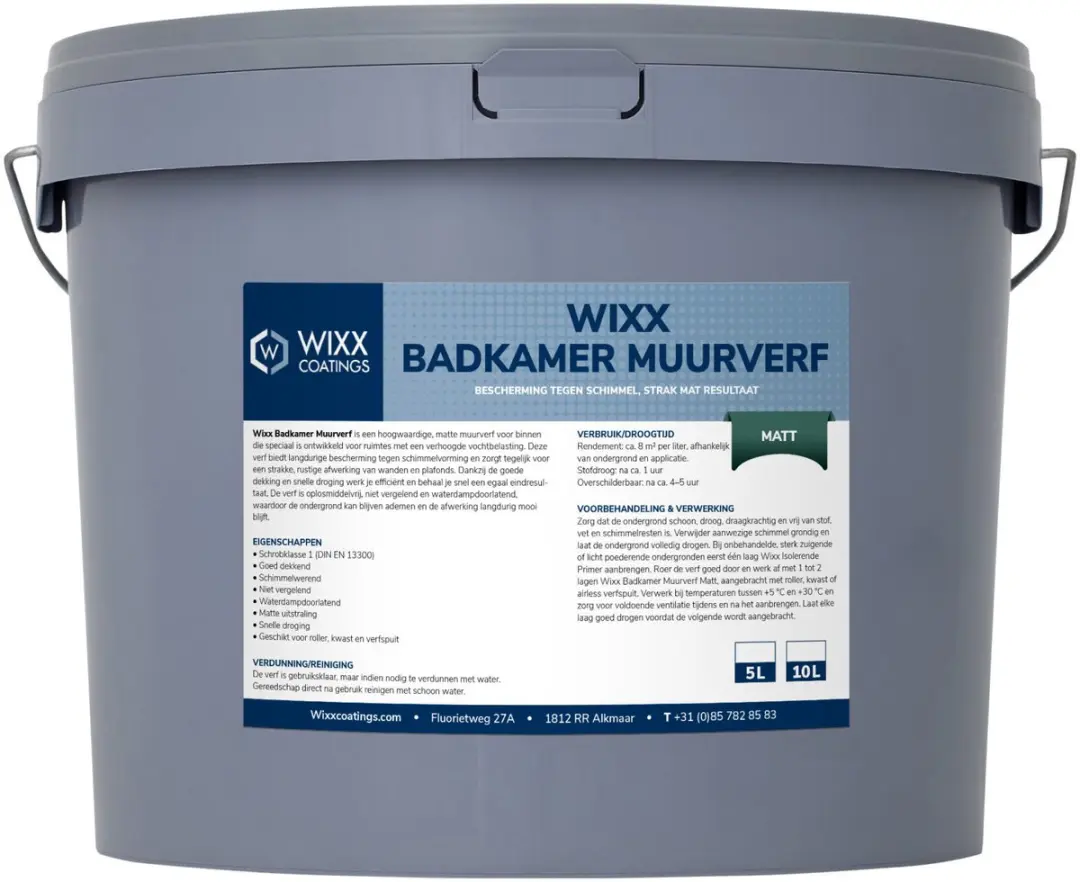 Wixx Badkamer Muurverf Matt 10L - RAL 9001 Crèmewit