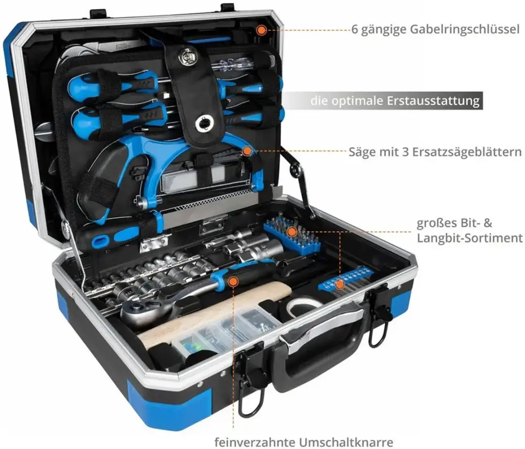 Güde GWZK 241 Gereedschapskoffer - 241-delig - Blauw/Zwart - afbeelding 2 van 6