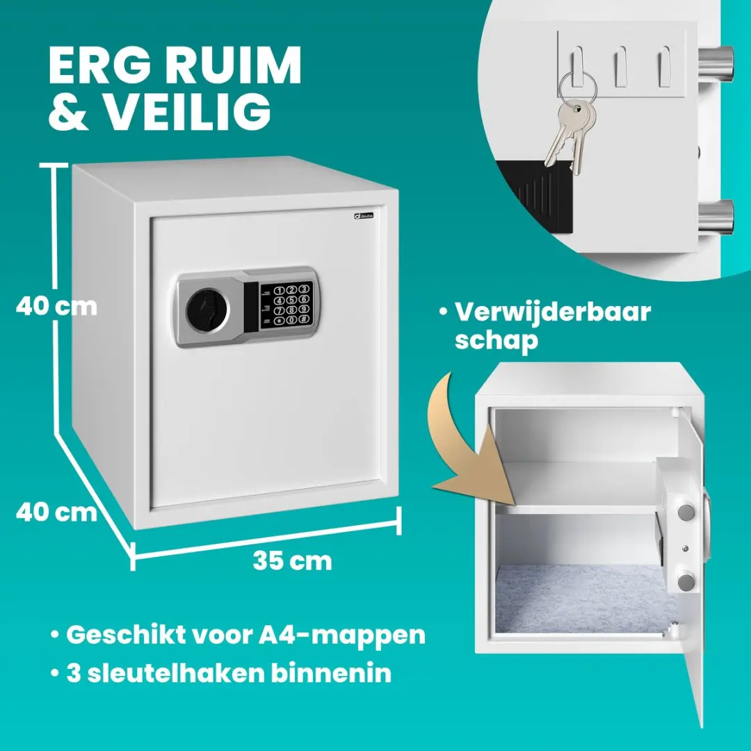 Deuba Elektronische Kluis 35x40x40cm - 56L - Zilver