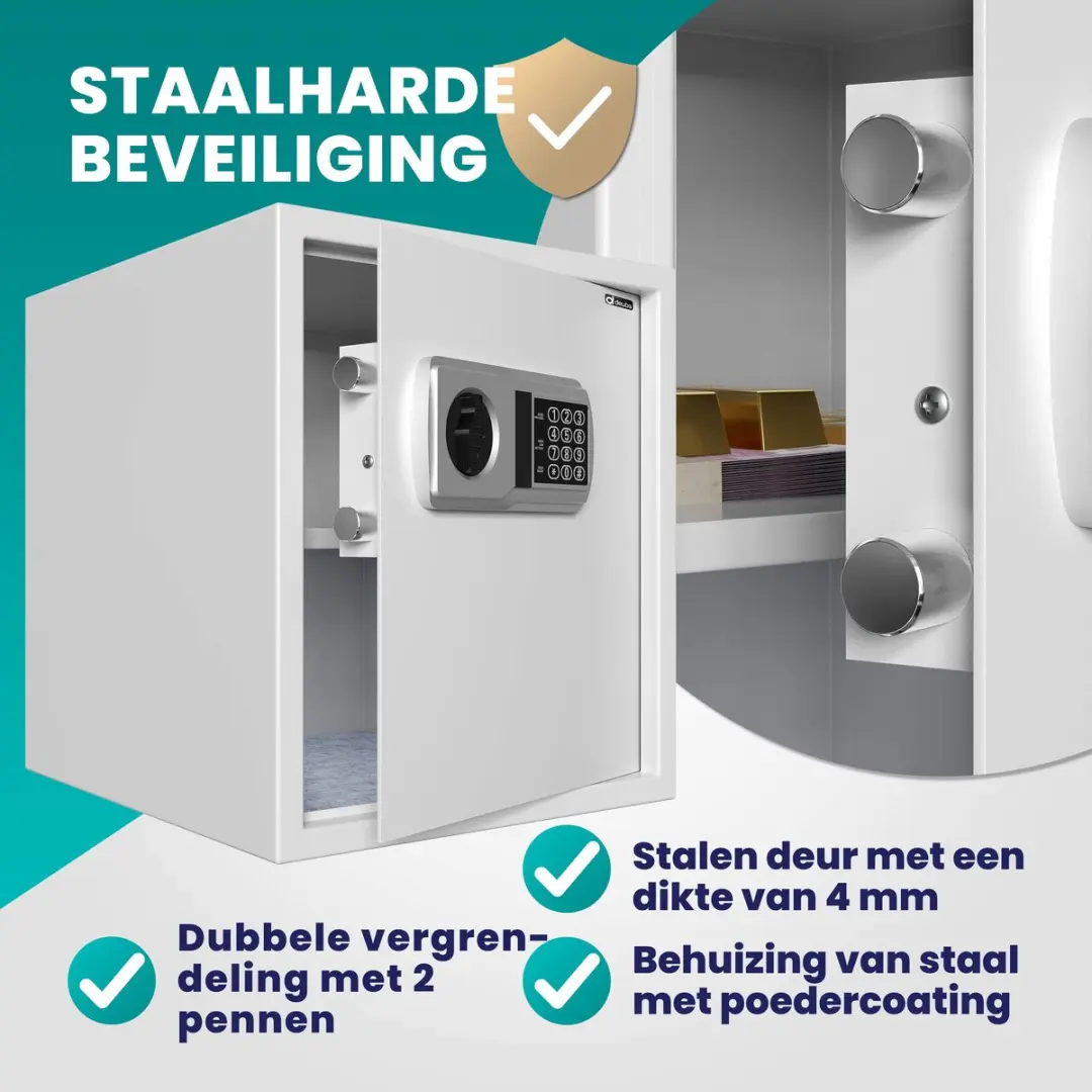 Deuba Elektronische Kluis 35x40x40cm - 56L - Zilver