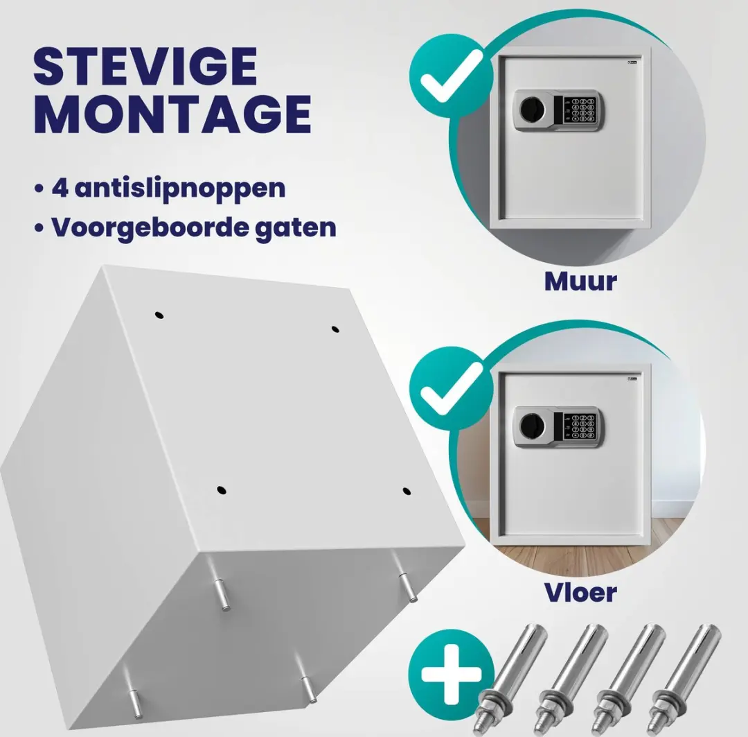 Deuba Elektronische Kluis 35x40x40cm - 56L - Zilver