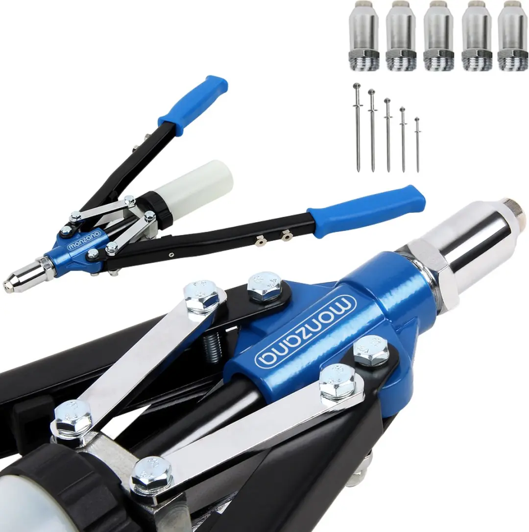 Deuba Popnageltang Klinknageltang - 5 Adapters - Blauw