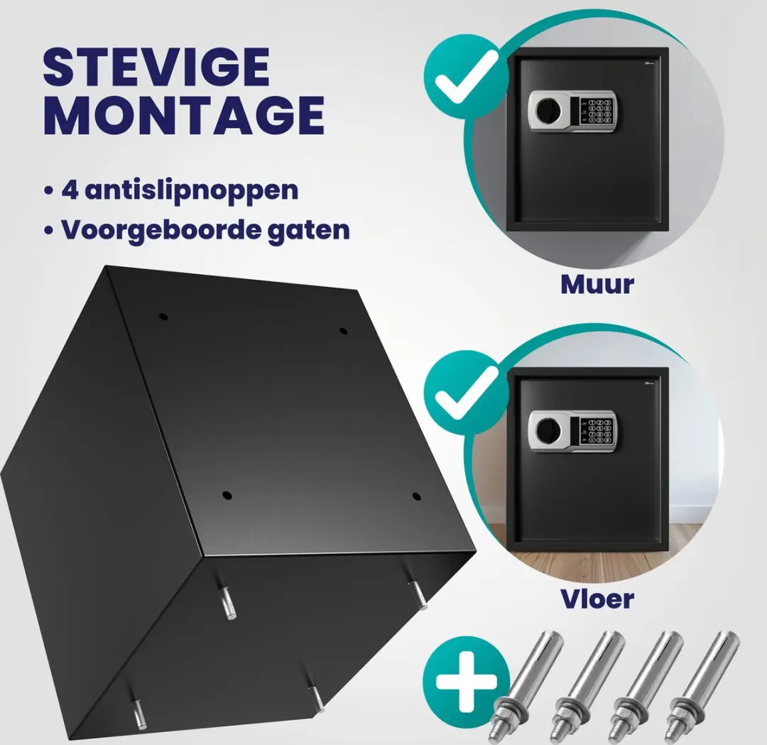 Deuba Elektronische Kluis 35x40x40cm - 56L - Zwart