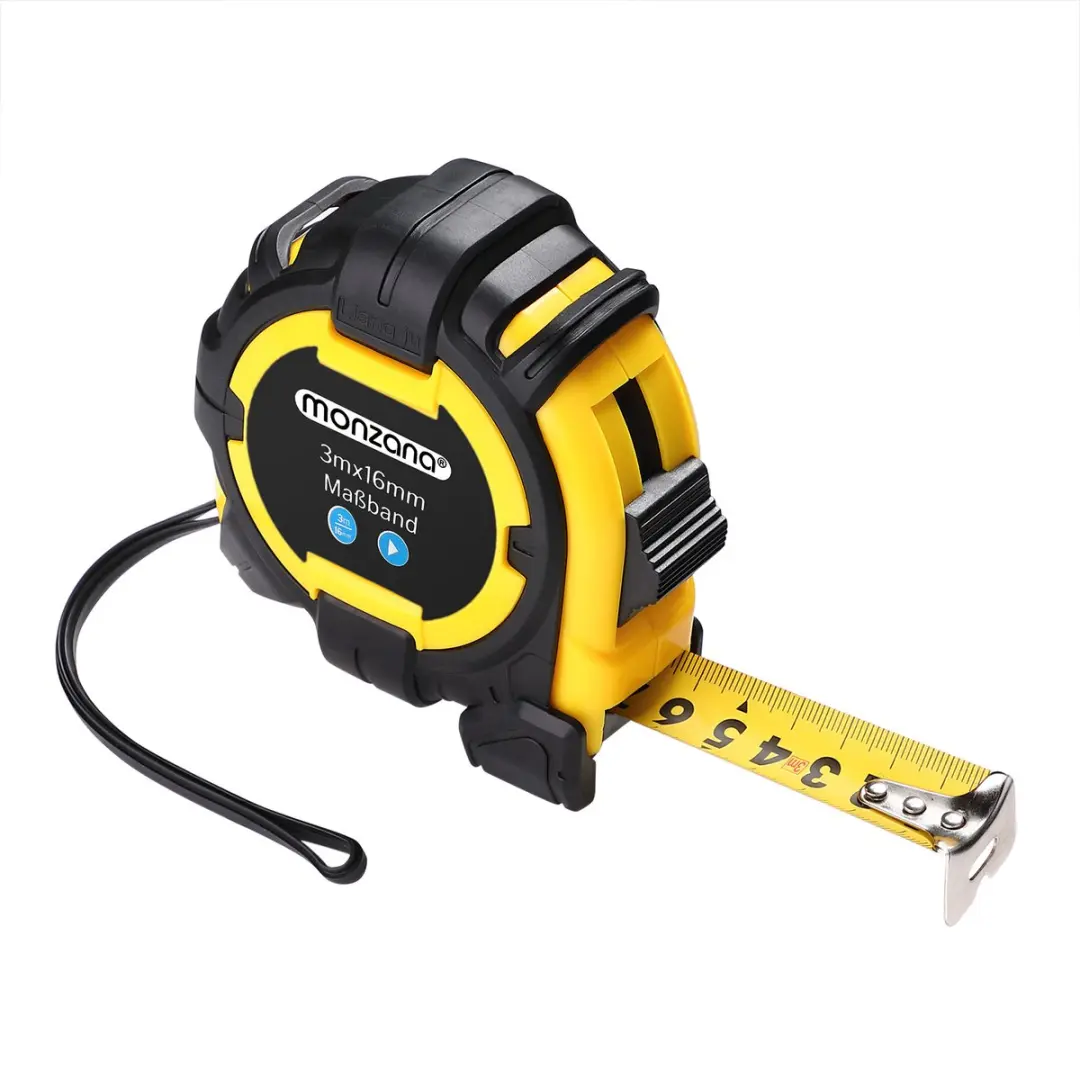 Deuba Monzana Meetlint 3m Autorolsysteem 107152 - Zwart/Geel