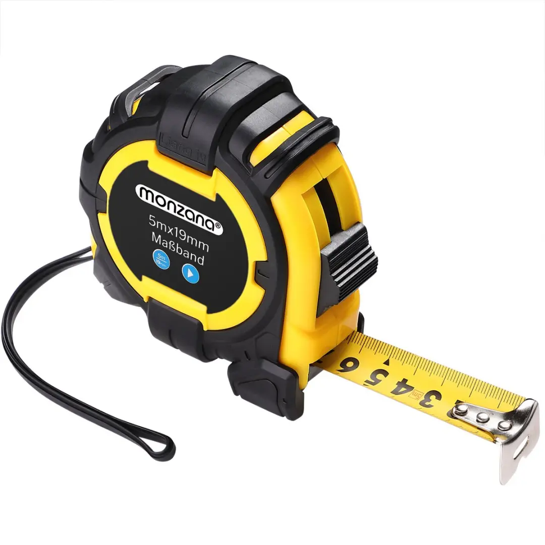 deuba Monzana Meetlint 5m Autorolsysteem 107153 - Zwart/Geel