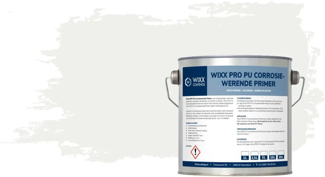 Wixx PRO PU Corrosiewerende Primer 5L - Verkeerswit