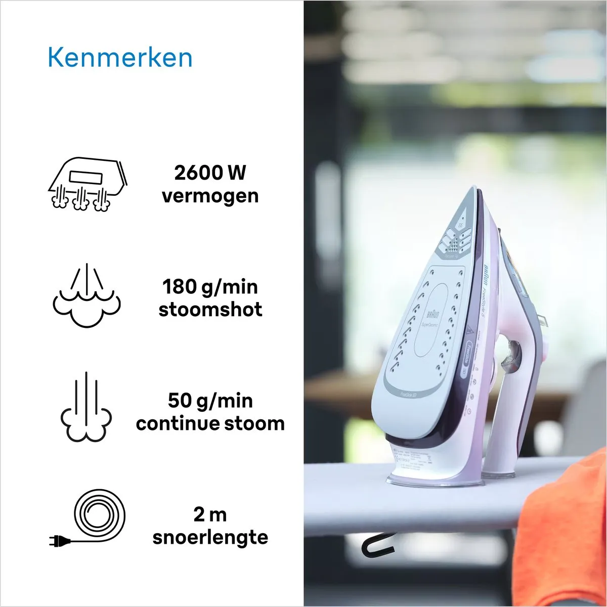 Braun FreeStyle 5 SI5037VI Stoomstrijkijzer - 2800W - 300ml - Paars