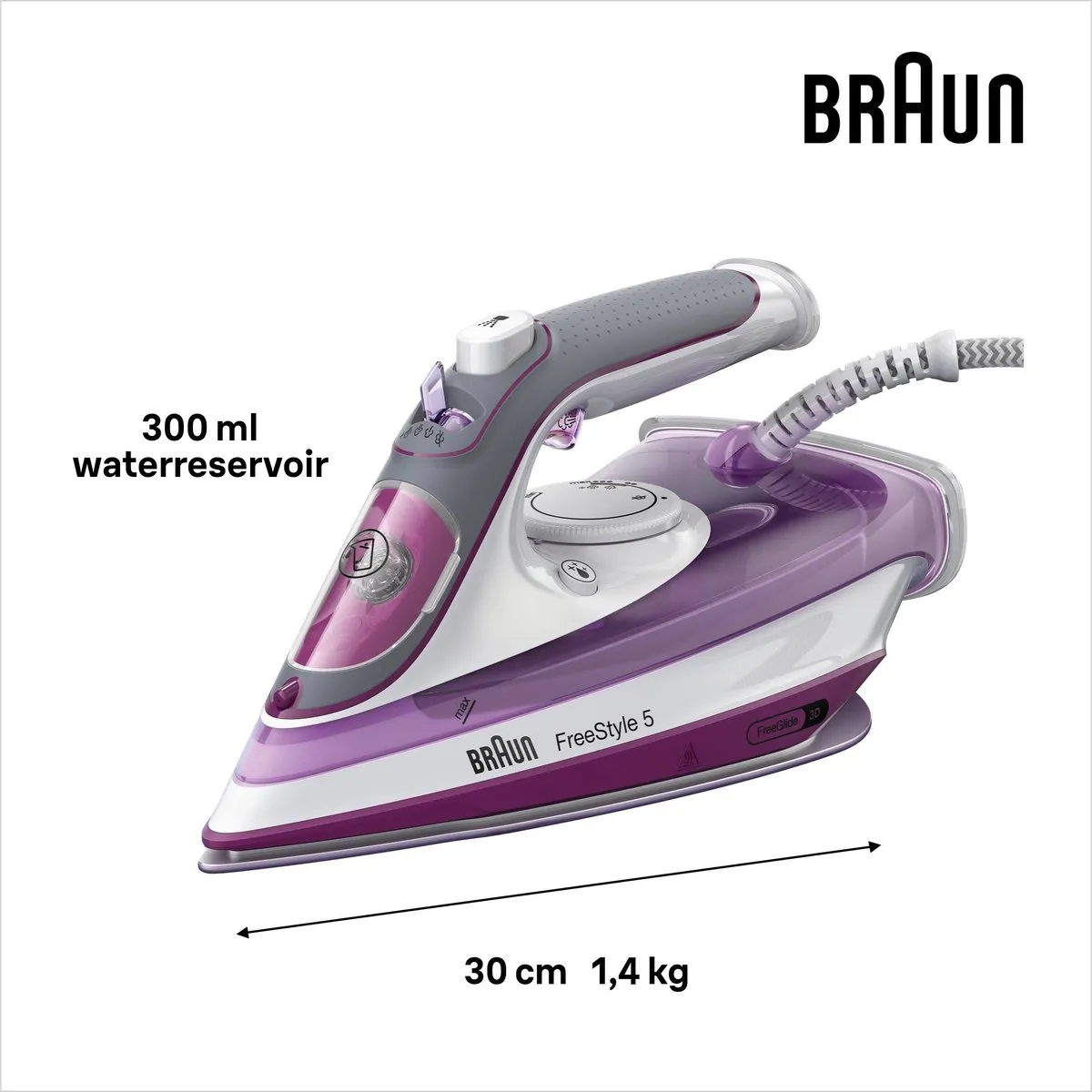 Braun FreeStyle 5 SI5037VI Stoomstrijkijzer - 2800W - 300ml - Paars