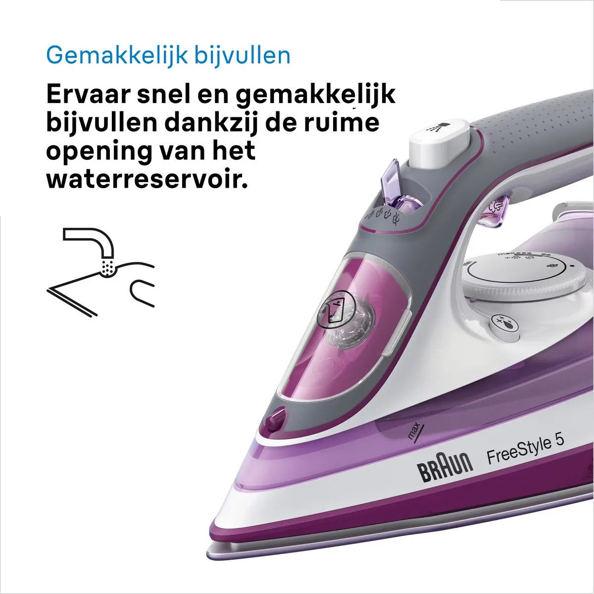 Braun FreeStyle 5 SI5037VI Stoomstrijkijzer - 2800W - 300ml - Paars