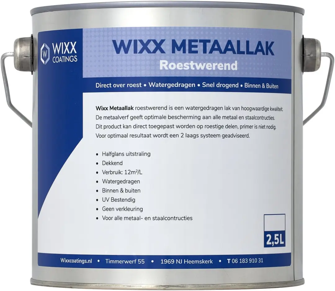 Wixx Aqua Metaallak Roestwerend 5L - Wit