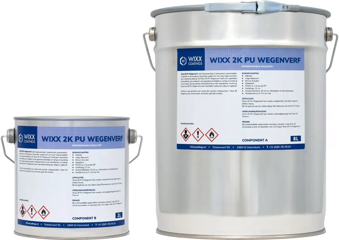 Wixx 2K PU Wegenverf Lijnenverf 10L - RAL 3020 Verkeersrood