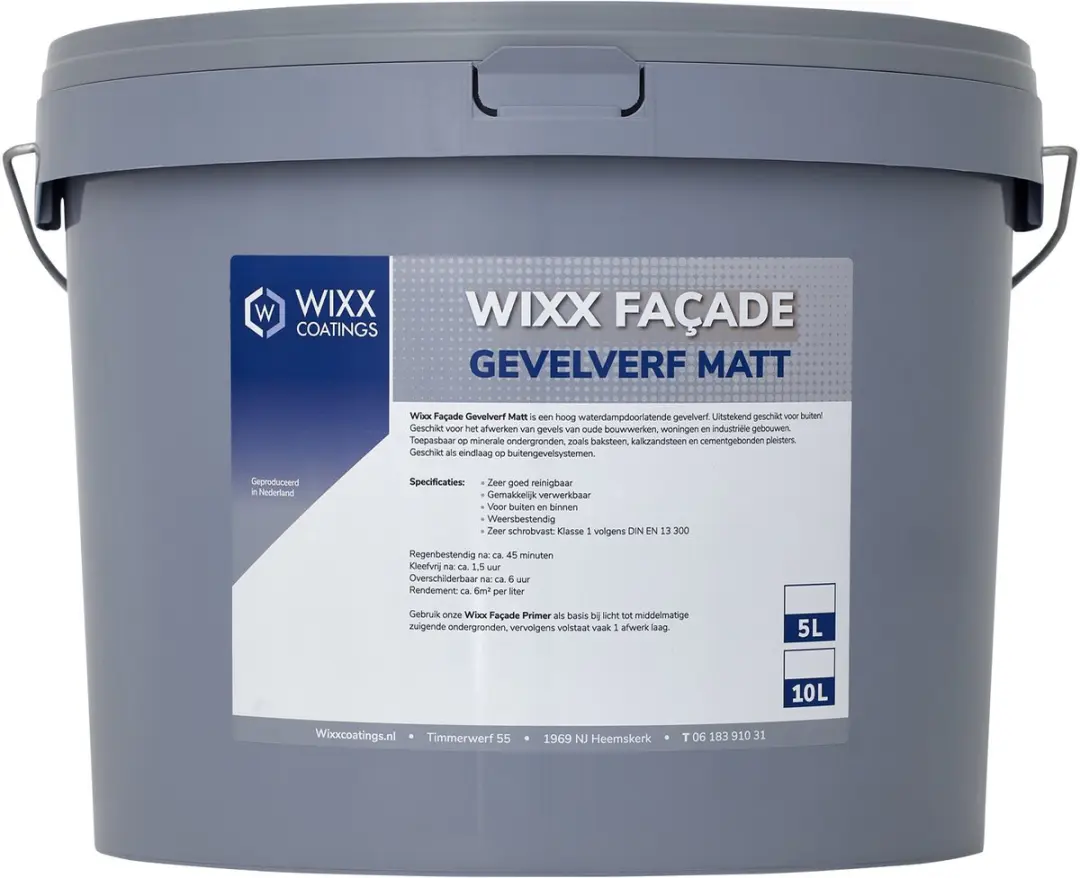 Wixx Façade Gevelverf Matt 5L - RAL 9005 Zwart