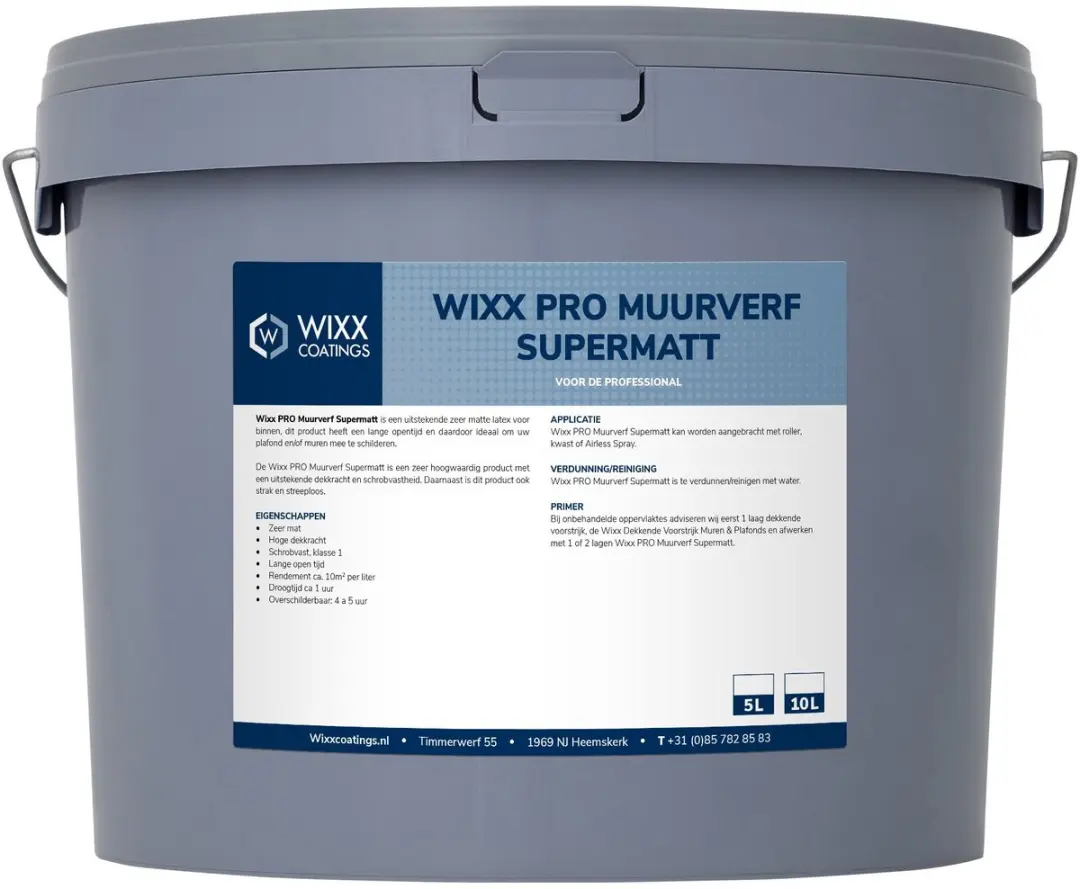 Wixx PRO Muurverf Supermatt 5L - Wit