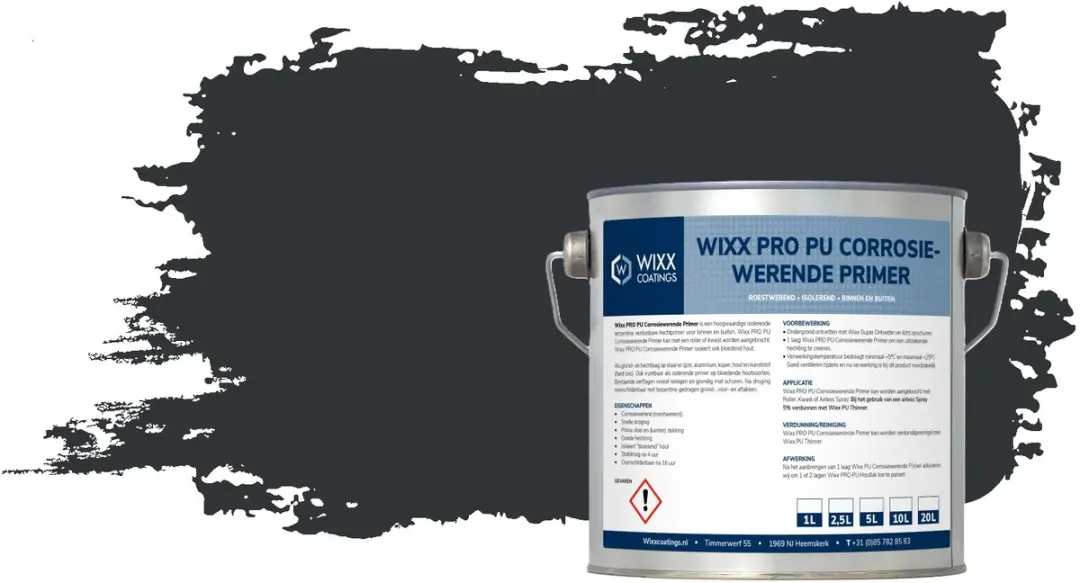 Wixx PRO PU Corrosiewerende Primer 2.5L - Zwartgrijs