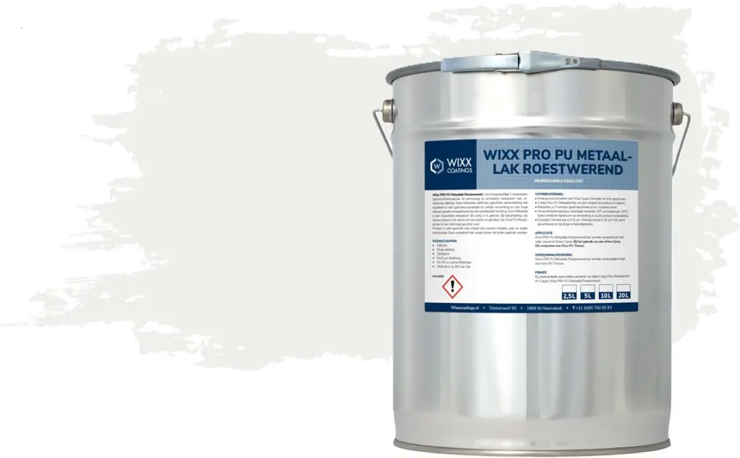 Wixx PRO PU Metaallak Roestwerend 20L - RAL 9016 Verkeerswit