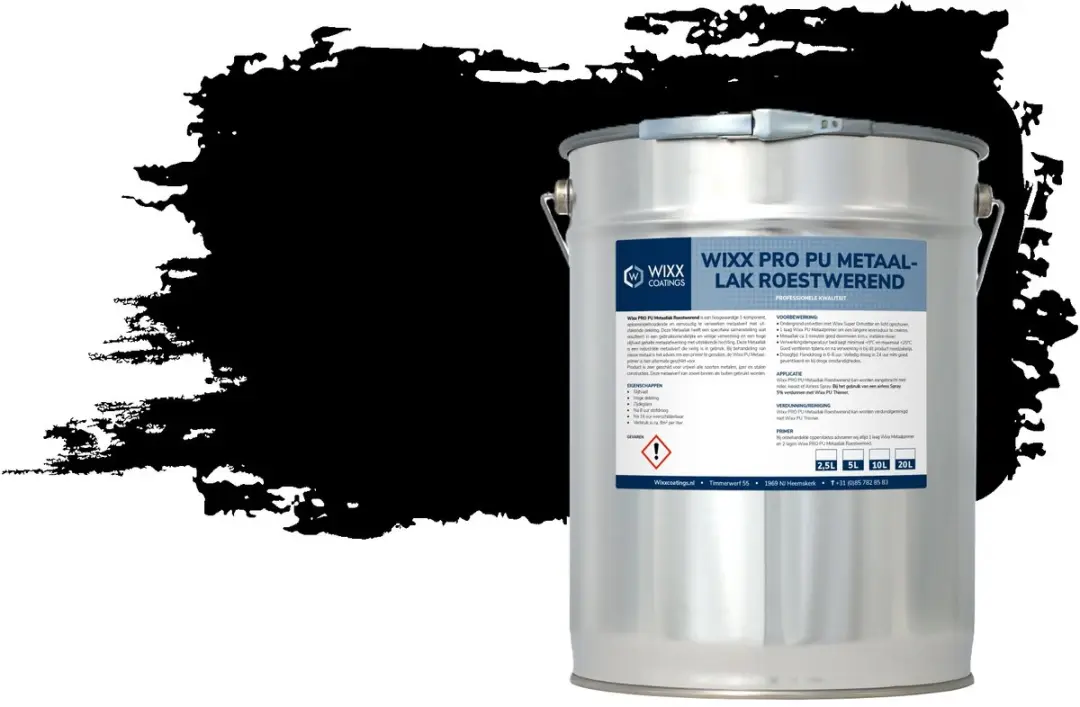 Wixx PRO PU Metaallak Roestwerend 5L - RAL 9005 Gitzwart