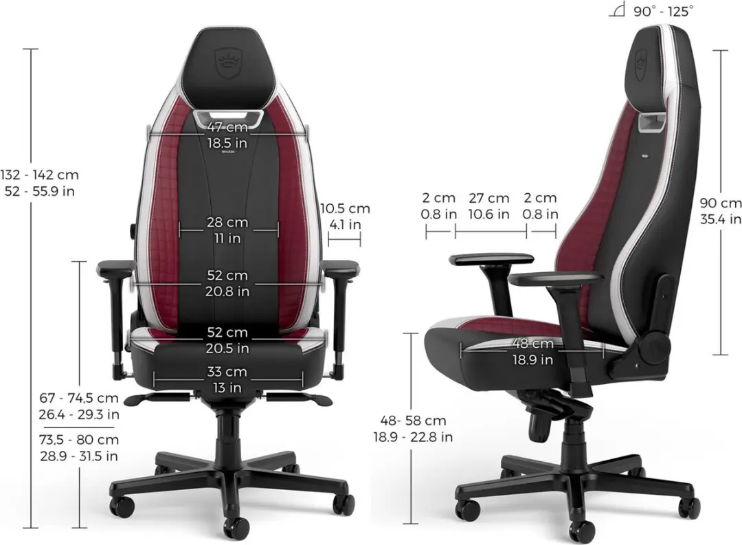 Noblechairs Legend NBL-LGD-GER-BWR Gaming Stoel - Zwart/Rood/Wit - afbeelding 6 van 6