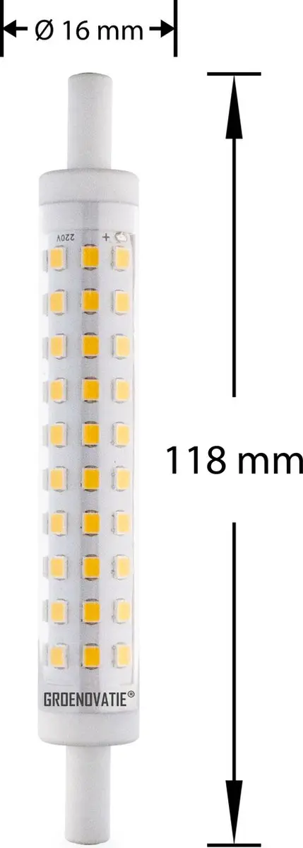 Groenovatie LED Lamp R7S 10W 16x118mm - 360° Dimbaar Warm Wit