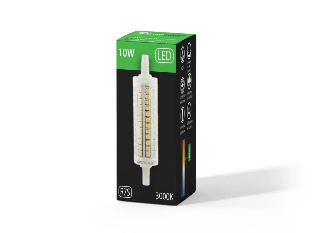 Groenovatie LED Lamp R7S 10W 16x118mm - 360° Dimbaar Warm Wit