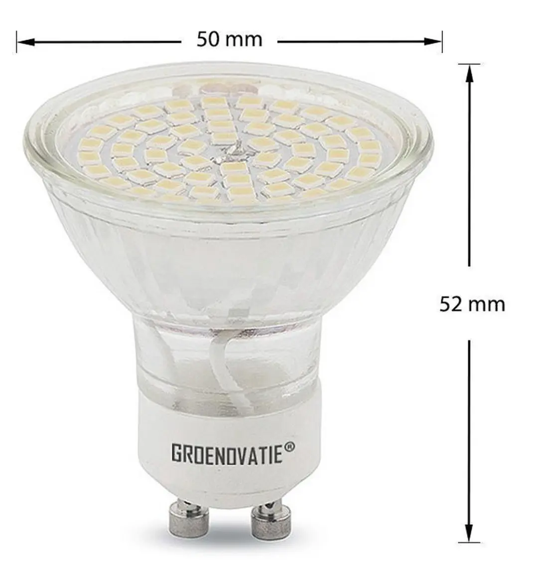 Groenovatie LED Spot GU10 5W Warm Wit - 52x50mm