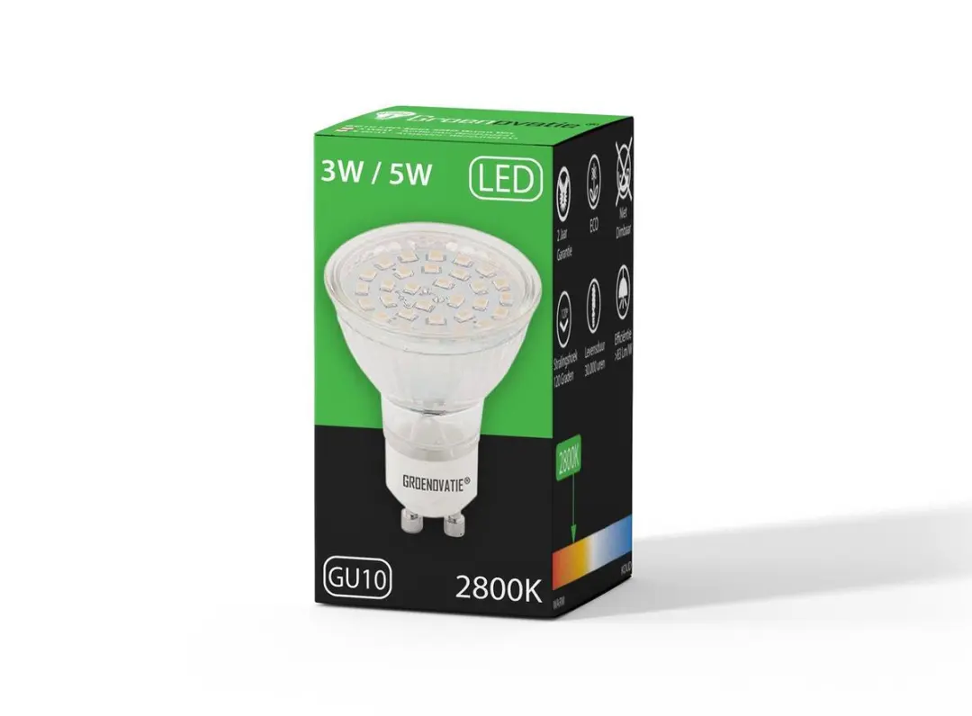 Groenovatie LED Spot GU10 5W Warm Wit - 52x50mm