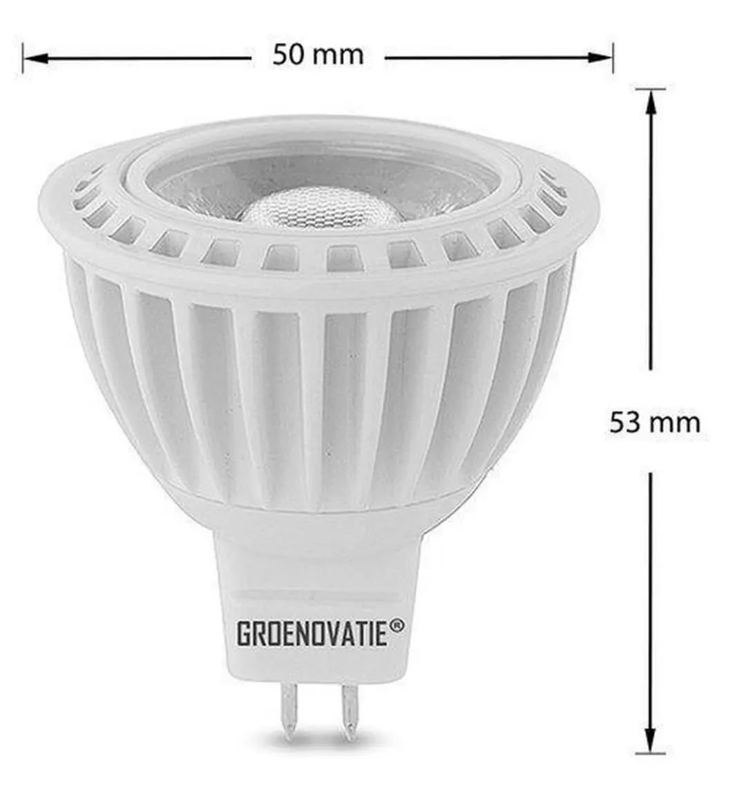 Groenovatie LED Spot GU5.3 MR16 5W COB - 53x50mm - Dimbaar Warm Wit