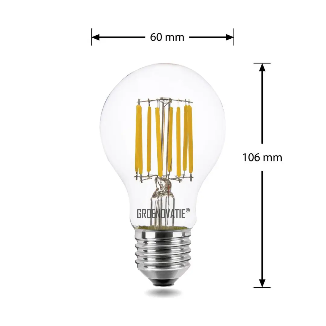 Groenovatie LED Filament Lamp E27 8W - Warm Wit