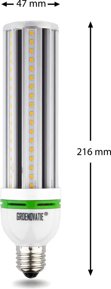 Groenovatie LED Cornlamp E27 20W - 216x47mm Warm Wit