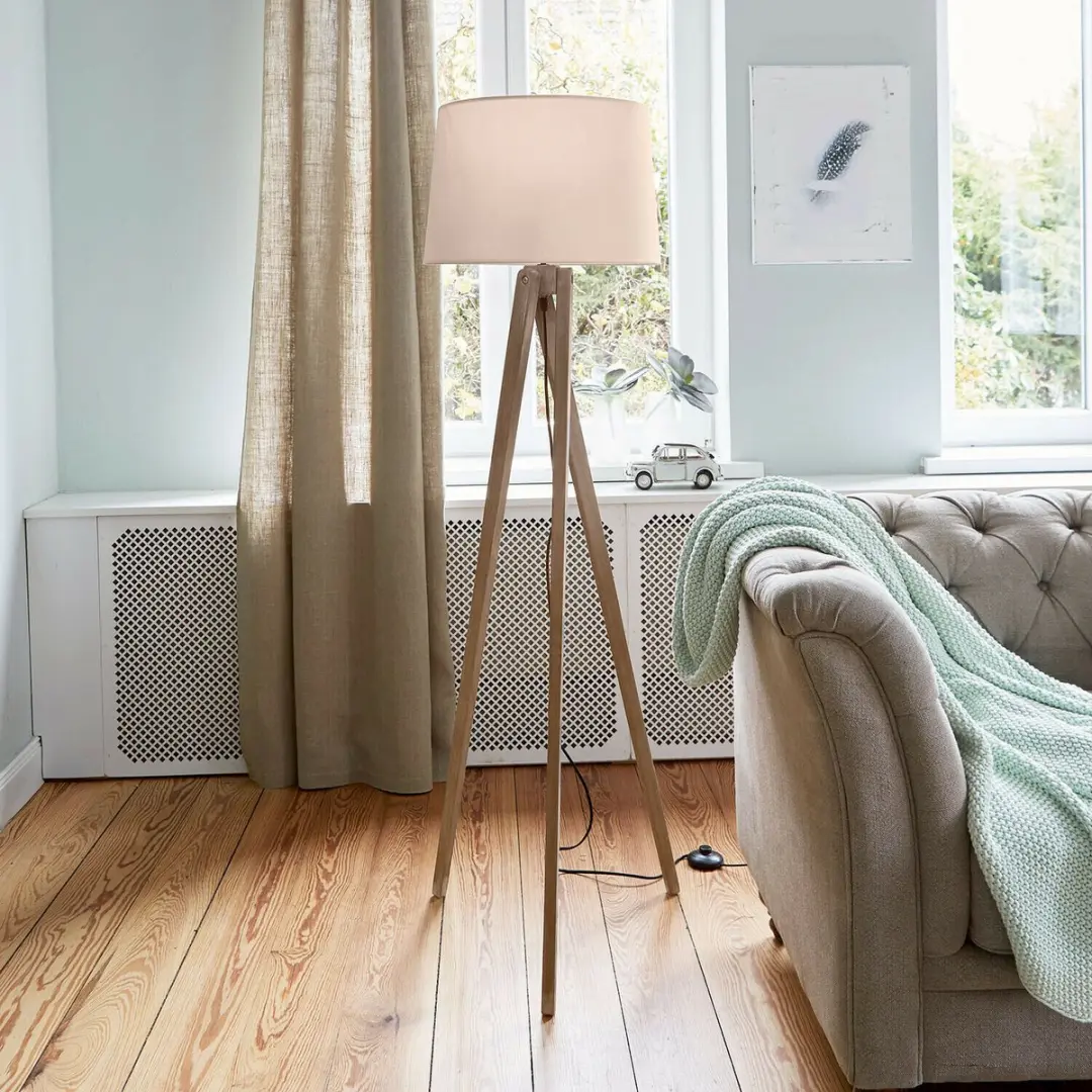 Loberon Troisième Staande Lamp - Antiekgrijs/Crème