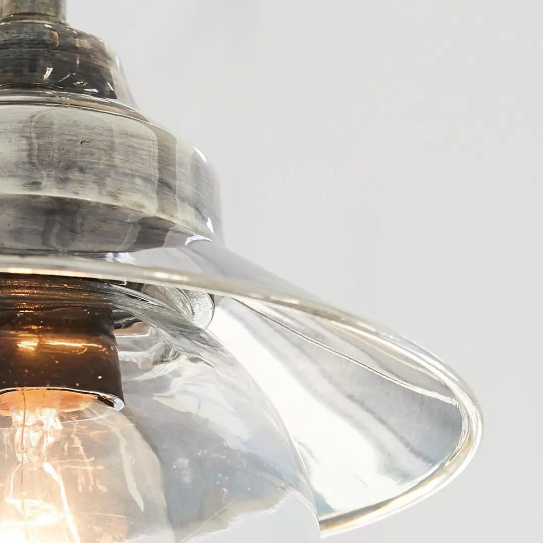 Loberon Hanglamp Melkior - 40W - Ø16cm - Antiekzilver/Heldere kap