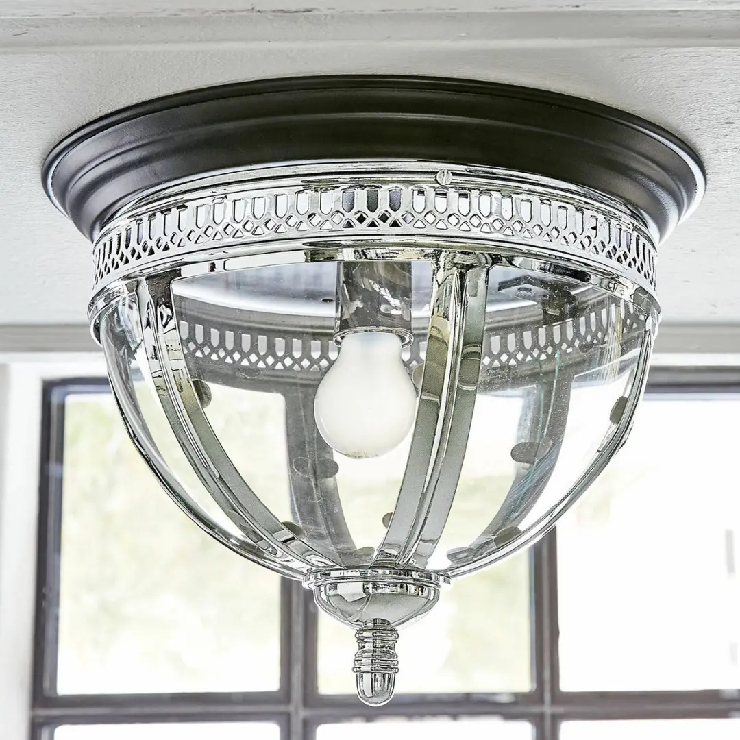 Loberon Toole Wandlamp - 40W - Ø35,5cm - Zilverkleurig/Zwart