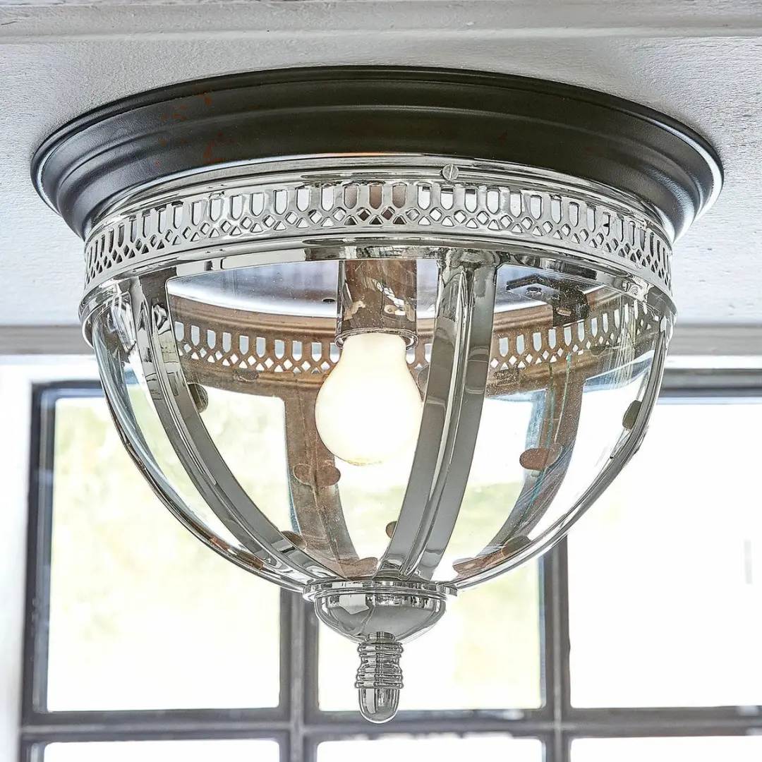 Loberon Toole Wandlamp - 40W - Ø35,5cm - Zilverkleurig/Zwart