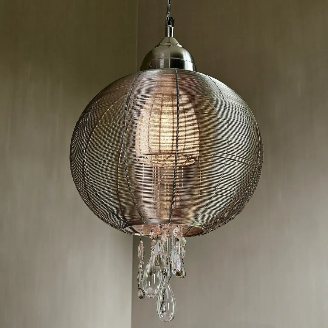 Loberon Sunbrook Hanglamp - Ø40cm - Zilverkleurig - afbeelding 6 van 6