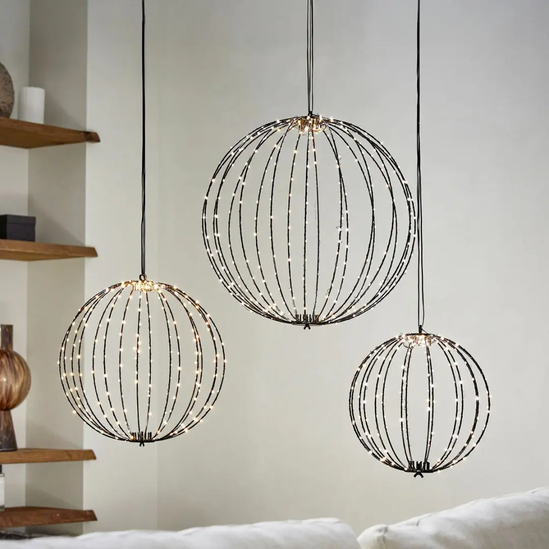 Loberon Ledlichtbol Set 3 Stuks - 40W - Ø40cm - Zwart