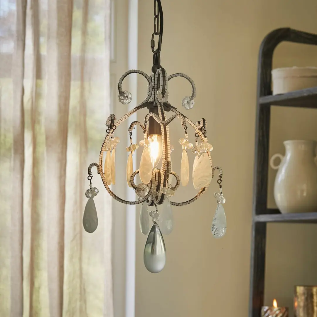 Loberon Calistron Hanglamp - 27cm - Grijs/Wit