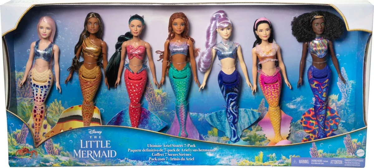 Disney Princess Ariël en Zussen Meerkleurige Zeemeerminpop HLX18