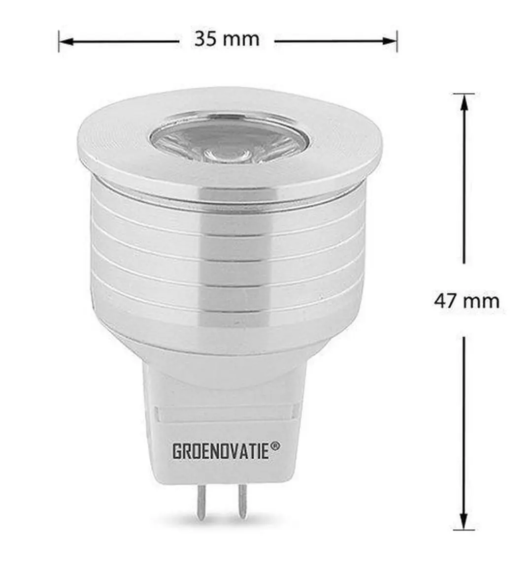 Groenovatie LED Spot GU4 3W Warm Wit Dimbaar Ø35mm