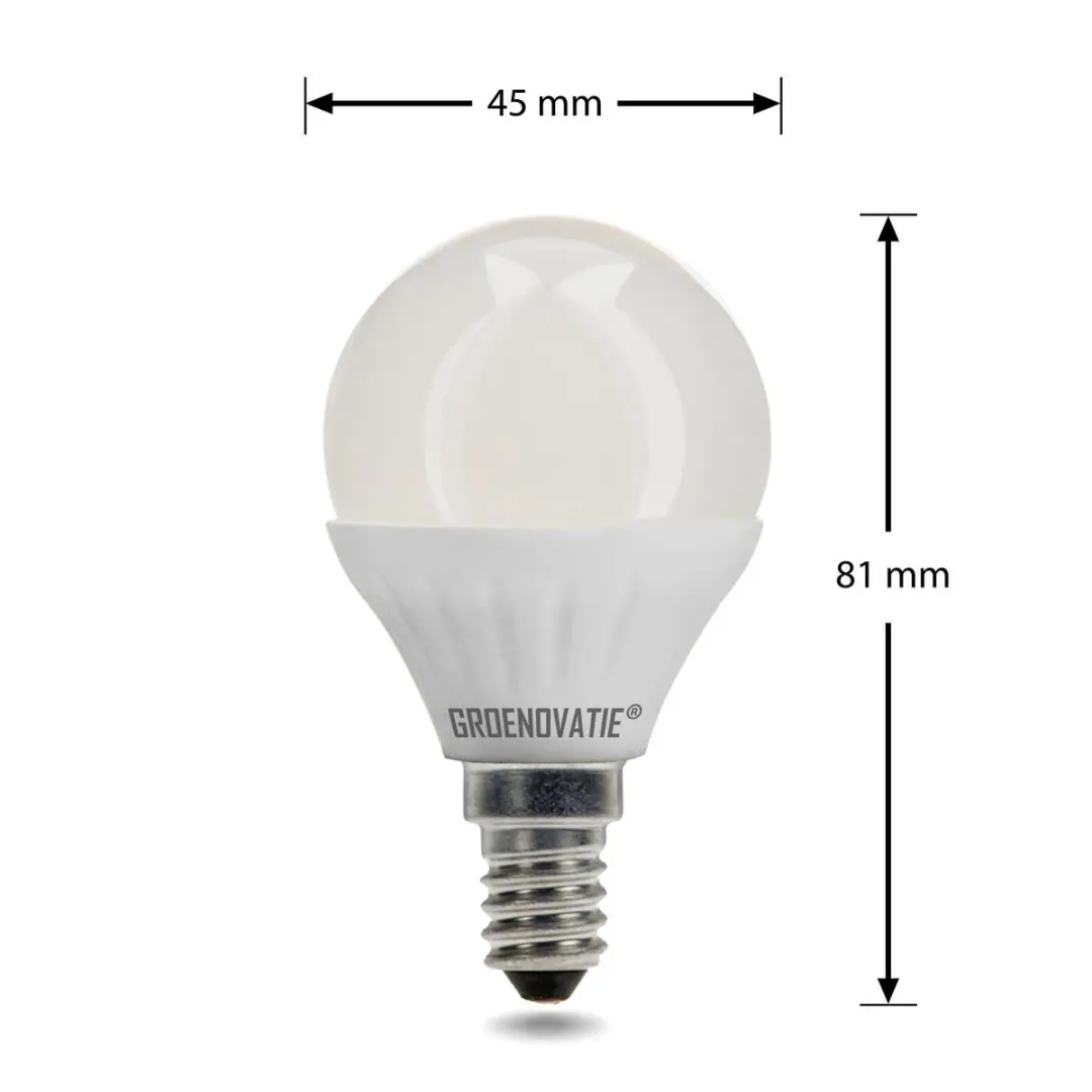 Groenovatie LED Kogellamp E14 4W - Warm Wit - Mat - 81x45mm