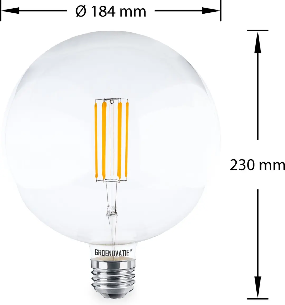Groenovatie LED Filament G180 E27 8W Warm Wit Dimbaar