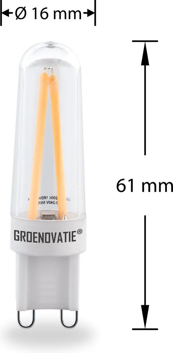 Groenovatie LED Filament Lamp 2W G9 - Extra Warm Wit