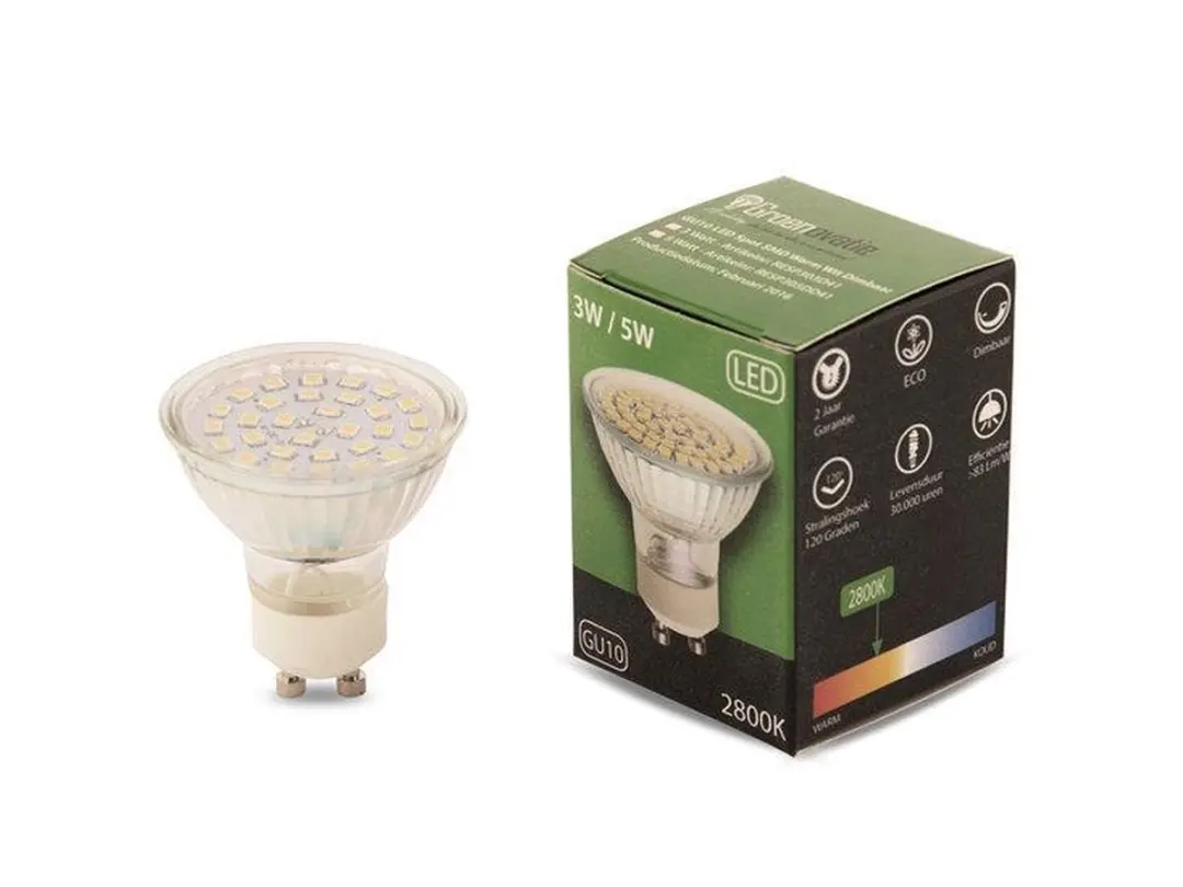 Groenovatie LED Spot GU10 3W - 52x50mm - Koel Wit