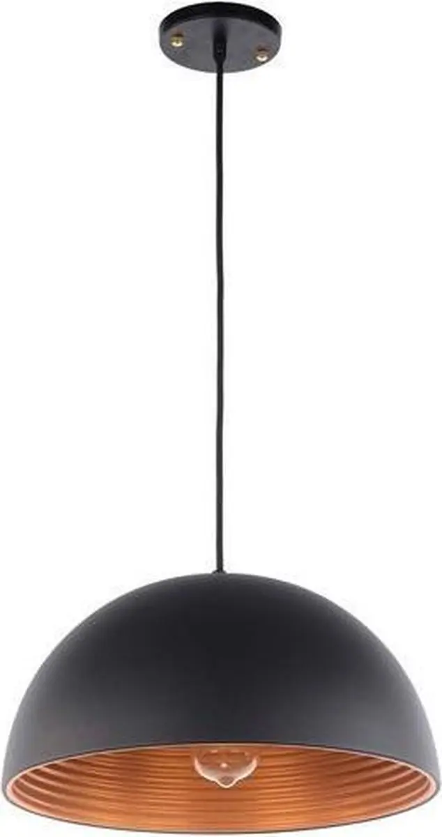 Groenovatie Lyon Vintage Industrieel Design Hanglamp - Koper Ø40cm - Zwart