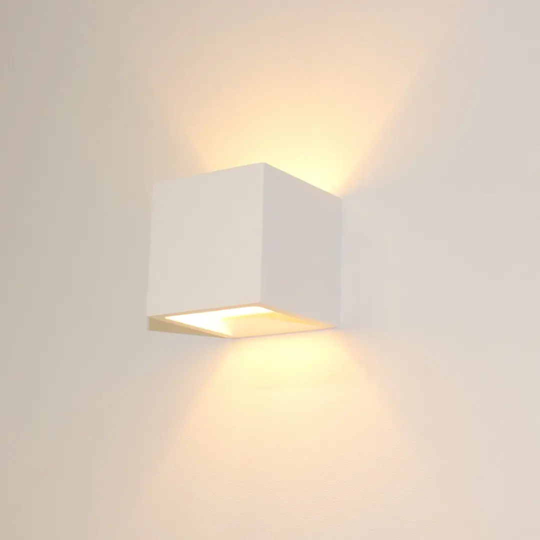 Artdelight Plaster Wandlamp 11,5x11,5cm - Warm wit