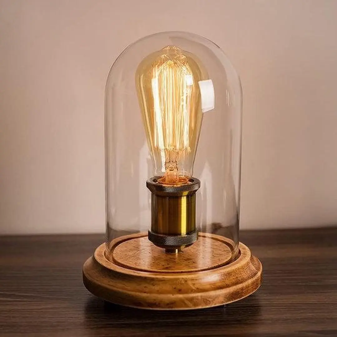 Groenovatie Houten Dome Bell Tafellamp E27