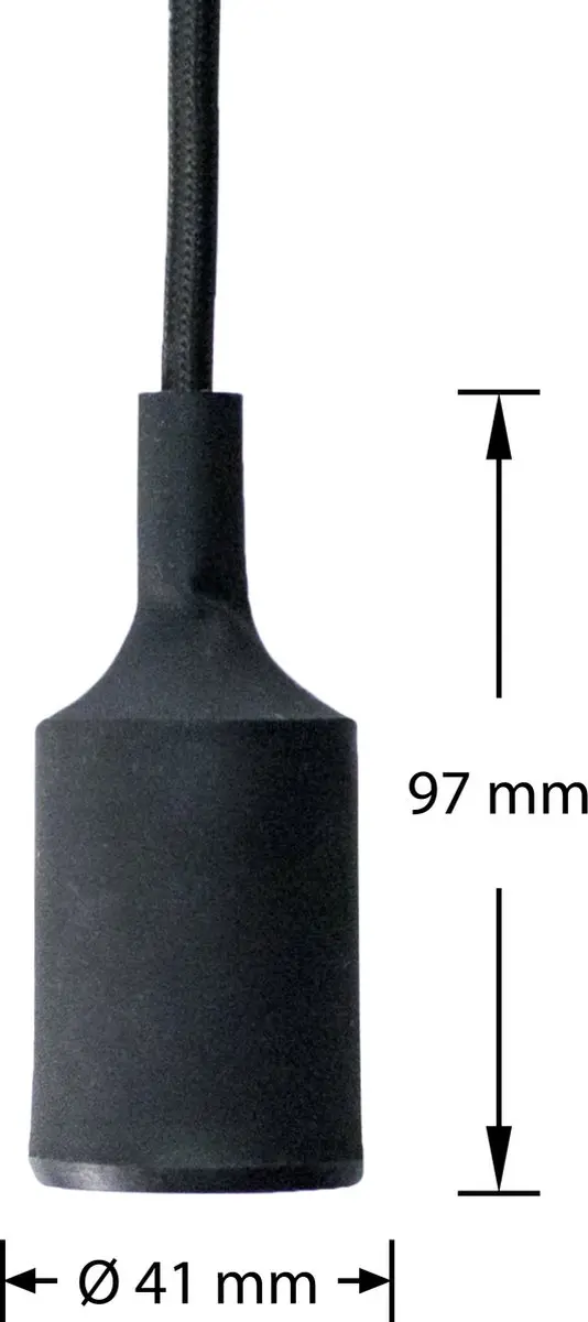 Groenovatie Fitting Hanglamp E27 - Ø41x97mm - Zwart